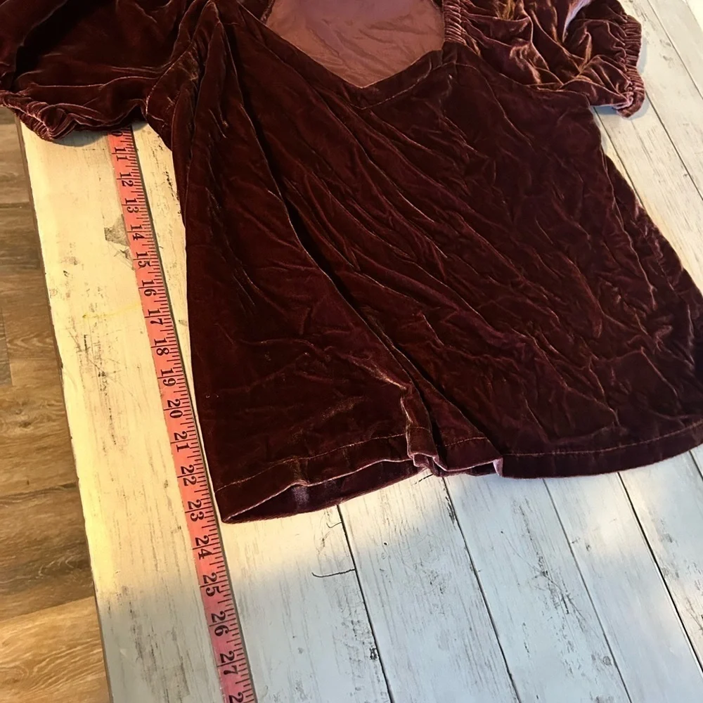 LOFT Large Petite Velvet Puff Sleeve Top